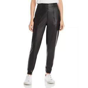 Spanx Faux Leather Black Joggers Large Pull-On High Rise Athleisure